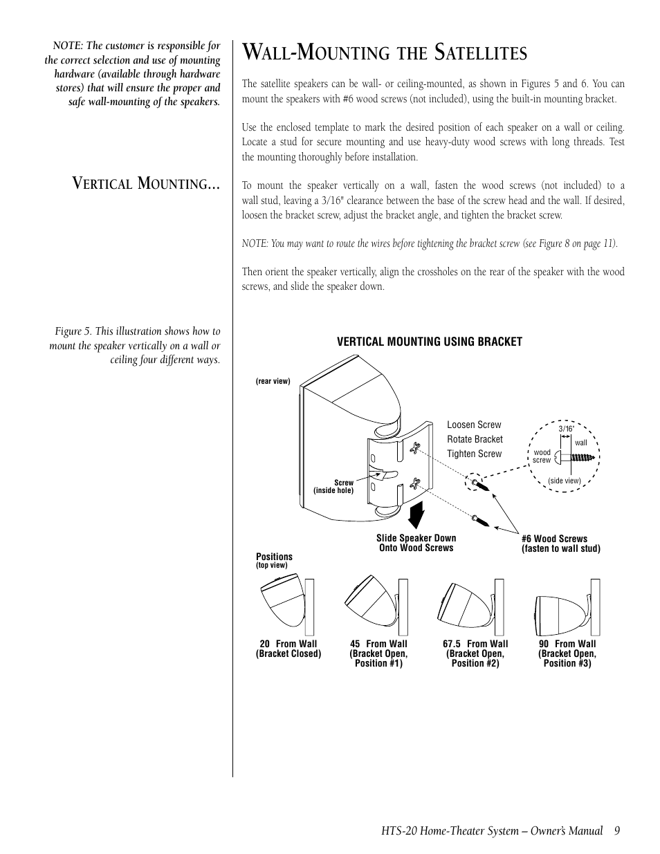 Ounting the, Atellites, Ertical | Ounting | Infinity HTS-20 User Manual | Page 9 / 20