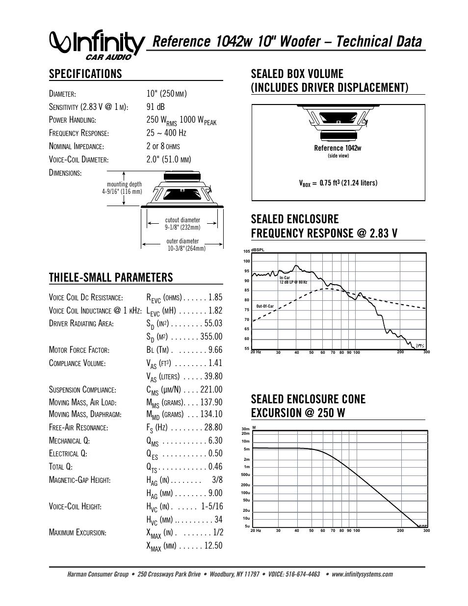 Infinity Reference 1042w User Manual | 2 pages