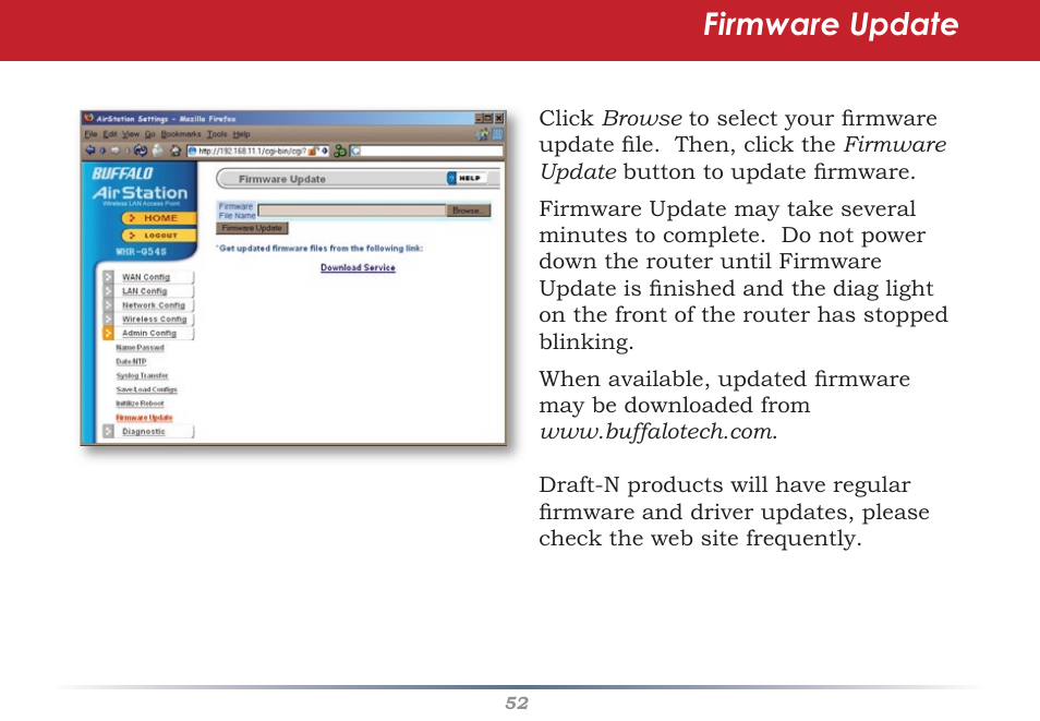Firmware update | Infinity Wireless Router & AP WZR-G300N User Manual | Page 52 / 91