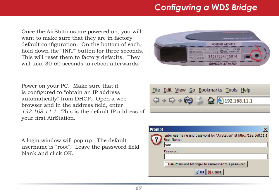 Configuring a wds bridge | Infinity Wireless Router & AP WZR-G300N User Manual | Page 67 / 91