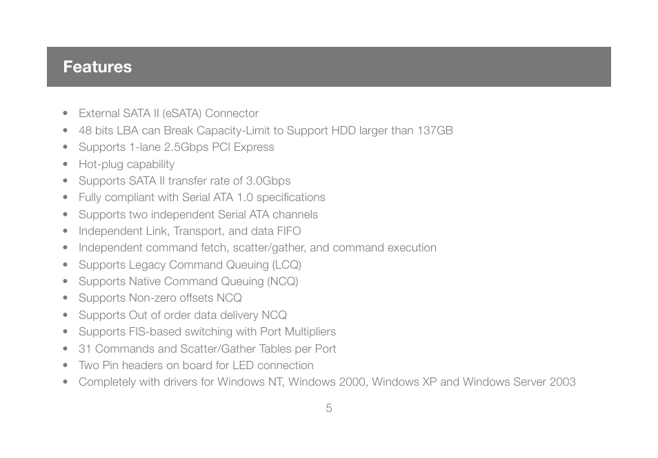 Features | IOGear GICe711S3W6 User Manual | Page 5 / 16