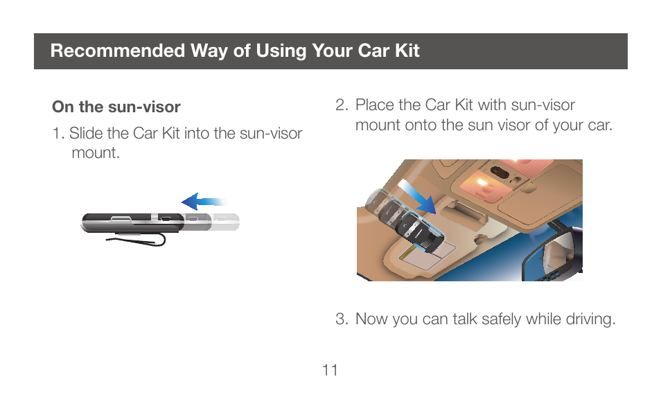 Recommended way of using your car kit | IOGear GBHFK231 User Manual | Page 11 / 36