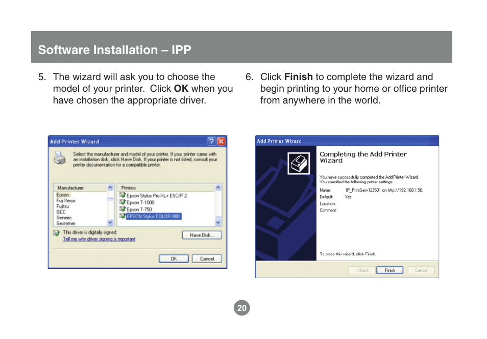 Software installation – ipp | IOGear GPSU21 User Manual | Page 20 / 23