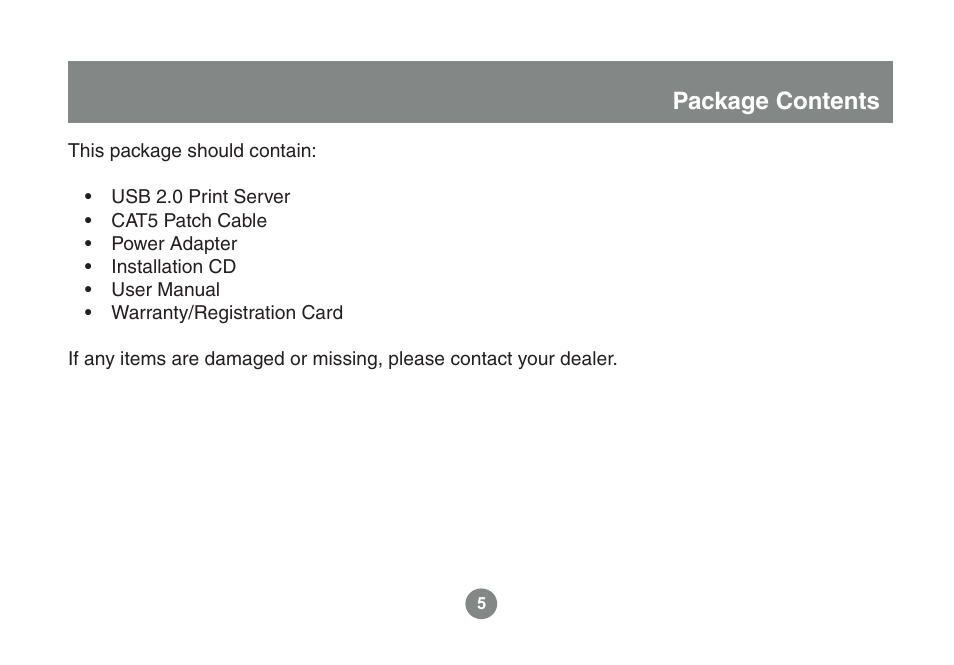 Package contents | IOGear GPSU21 User Manual | Page 5 / 23