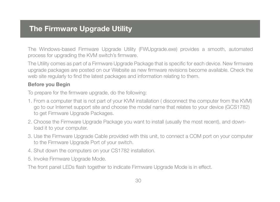 The firmware upgrade utility | IOGear GCS1784 User Manual | Page 30 / 44