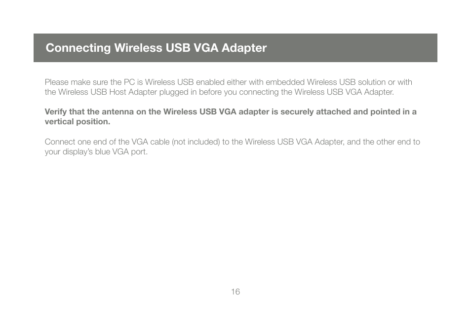 Connecting wireless usb vga adapter | IOGear GUW2015V User Manual | Page 16 / 32