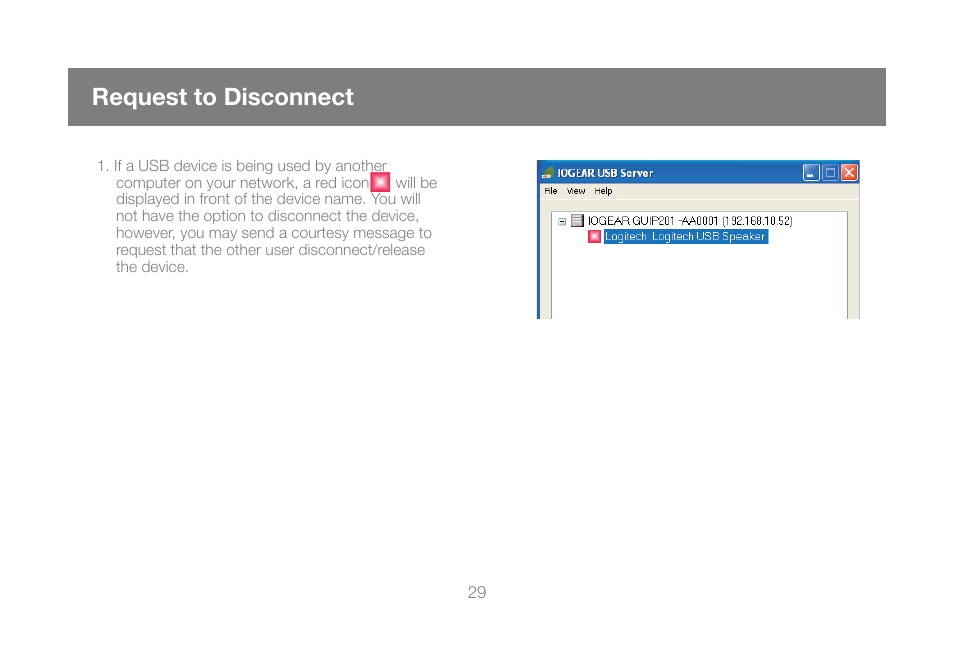 Request to disconnect | IOGear GUIP201 M1023 User Manual | Page 29 / 68