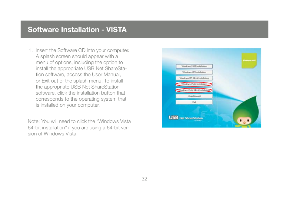 Software installation - vista | IOGear GUIP201 M1023 User Manual | Page 32 / 68