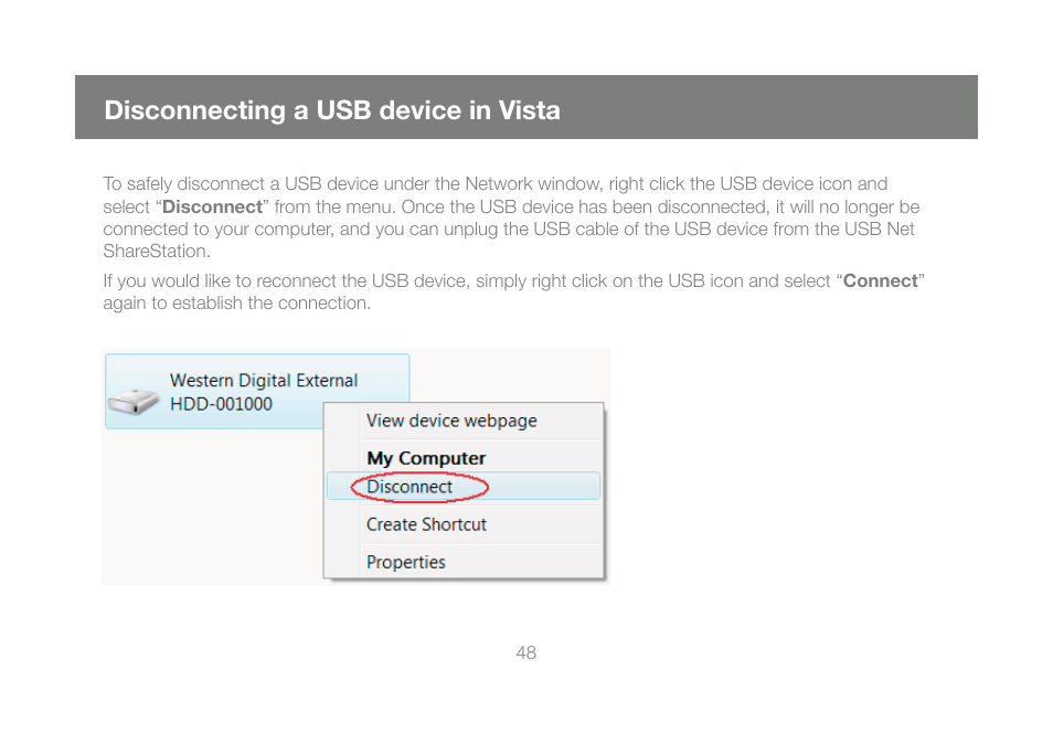 Disconnecting a usb device in vista | IOGear GUIP201 M1023 User Manual | Page 48 / 68