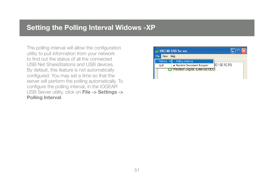 Setting the polling interval widows -xp | IOGear GUIP201 M1023 User Manual | Page 51 / 68