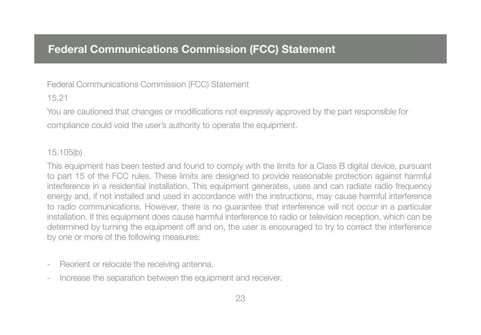 Federal communications commission (fcc) statement | IOGear M0557 User Manual | Page 23 / 28