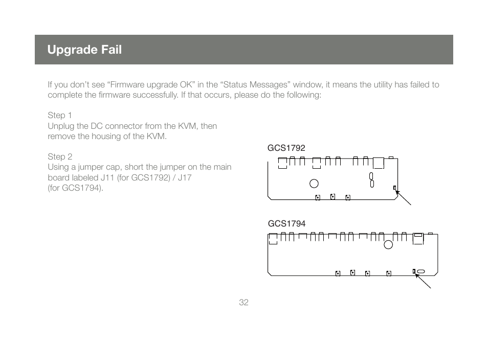 Upgrade fail | IOGear M1086 User Manual | Page 32 / 40