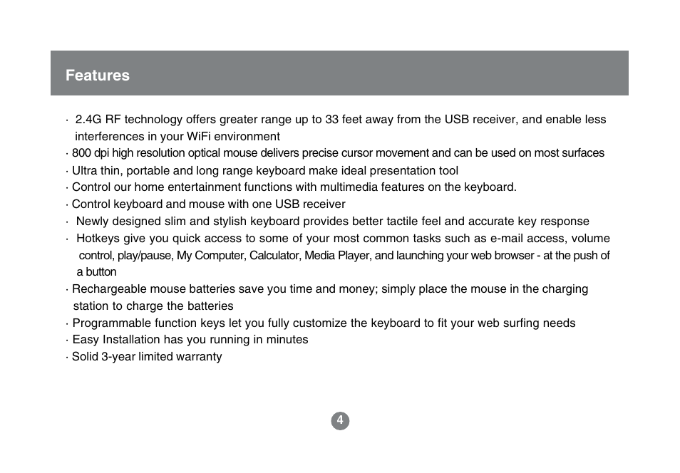 Features | IOGear GKM541R User Manual | Page 6 / 42