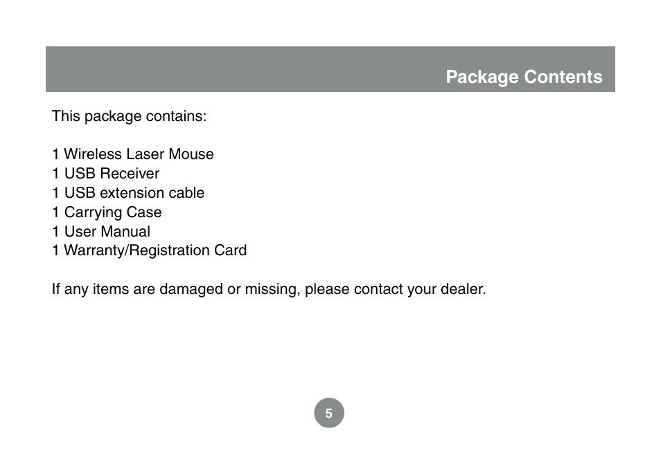 Package contents | IOGear GME227R User Manual | Page 5 / 22