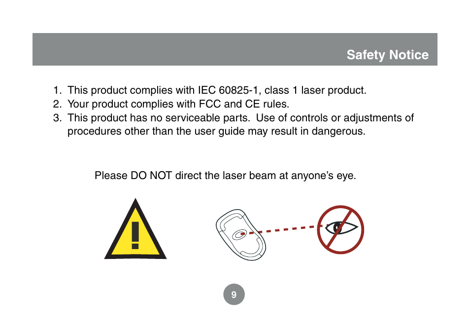 Safety notice | IOGear GME227R User Manual | Page 9 / 22