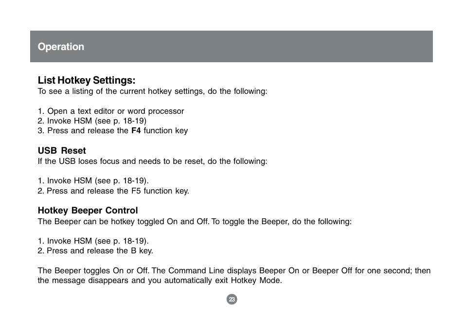 Operation list hotkey settings | IOGear GCS1732 User Manual | Page 25 / 44