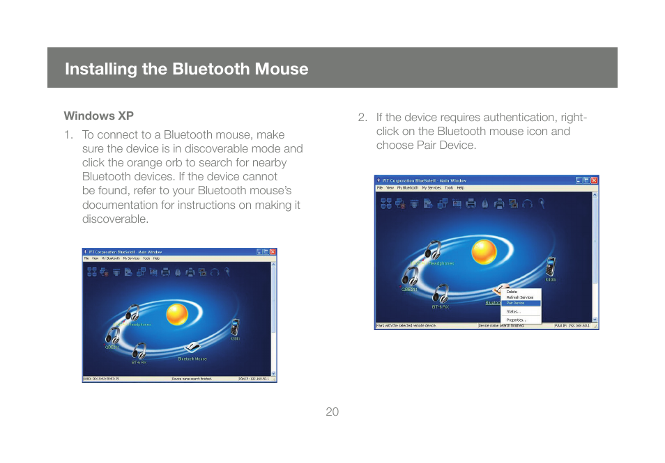 Installing the bluetooth mouse | IOGear GBU241W6 User Manual | Page 20 / 68