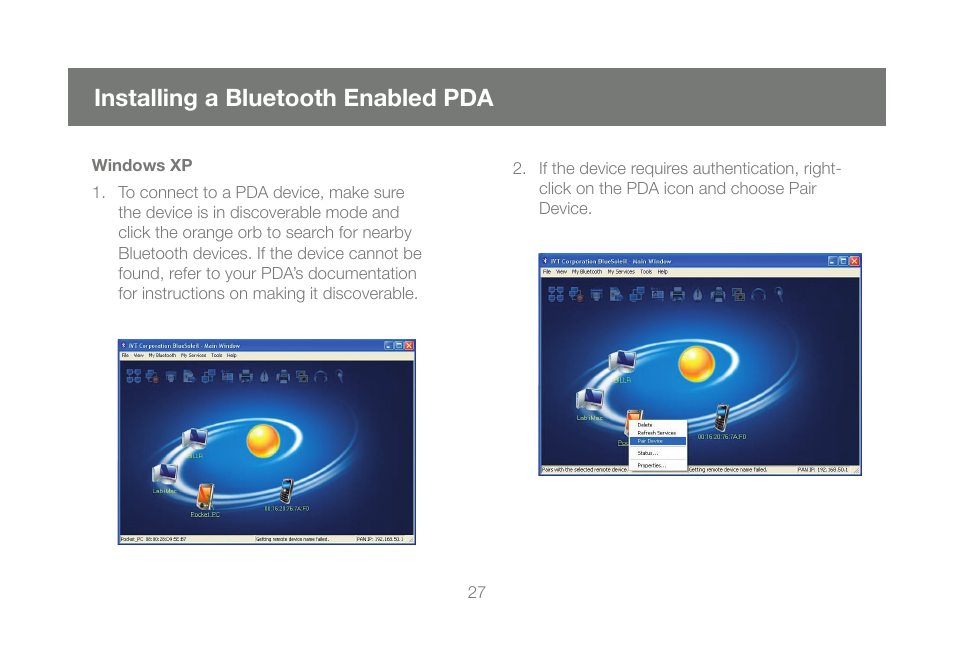 Installing a bluetooth enabled pda | IOGear GBU241W6 User Manual | Page 27 / 68