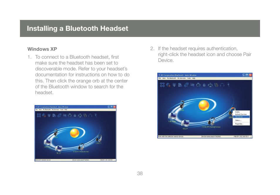 Installing a bluetooth headset | IOGear GBU241W6 User Manual | Page 38 / 68