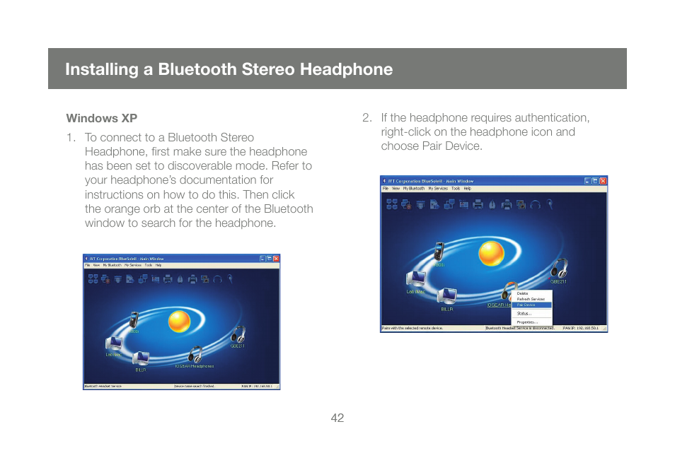 Installing a bluetooth stereo headphone | IOGear GBU241W6 User Manual | Page 42 / 68