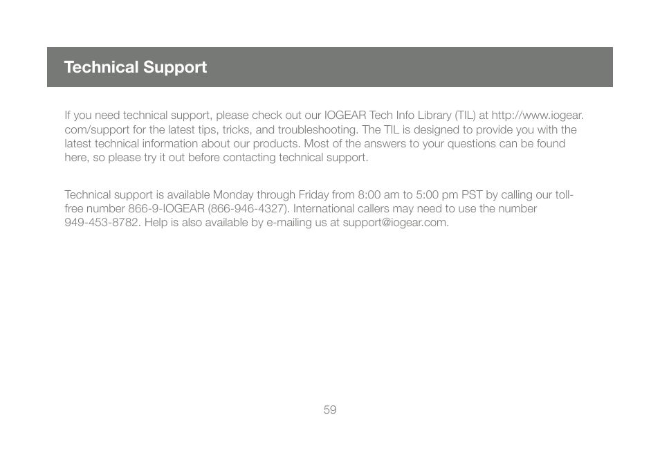 Technical support | IOGear GBU241W6 User Manual | Page 59 / 68