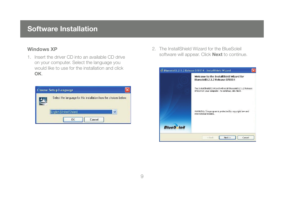 Software installation | IOGear GBU241W6 User Manual | Page 9 / 68