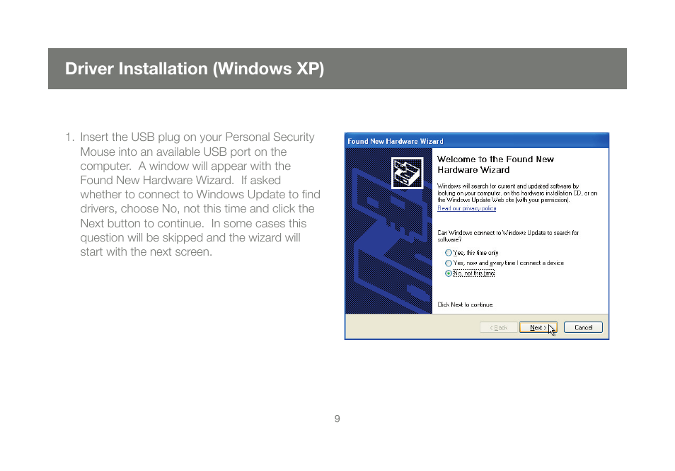 Driver installation (windows xp) | IOGear GMEFP1W6 User Manual | Page 9 / 64