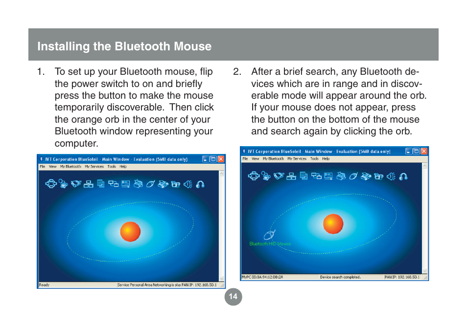 Installing the bluetooth mouse | IOGear GME225BKIT User Manual | Page 14 / 96