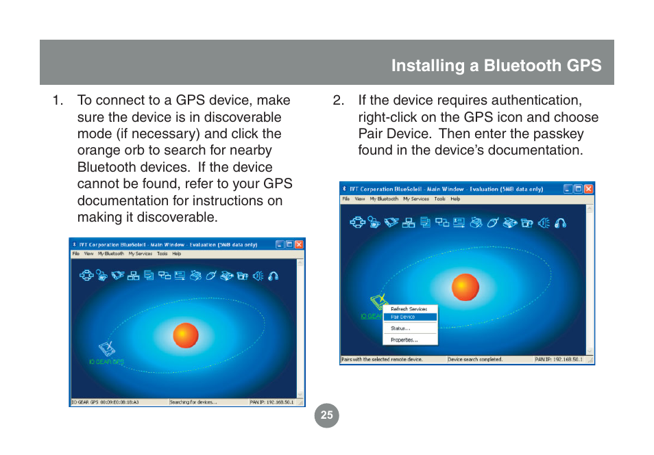 Installing a bluetooth gps | IOGear GME225BKIT User Manual | Page 25 / 96