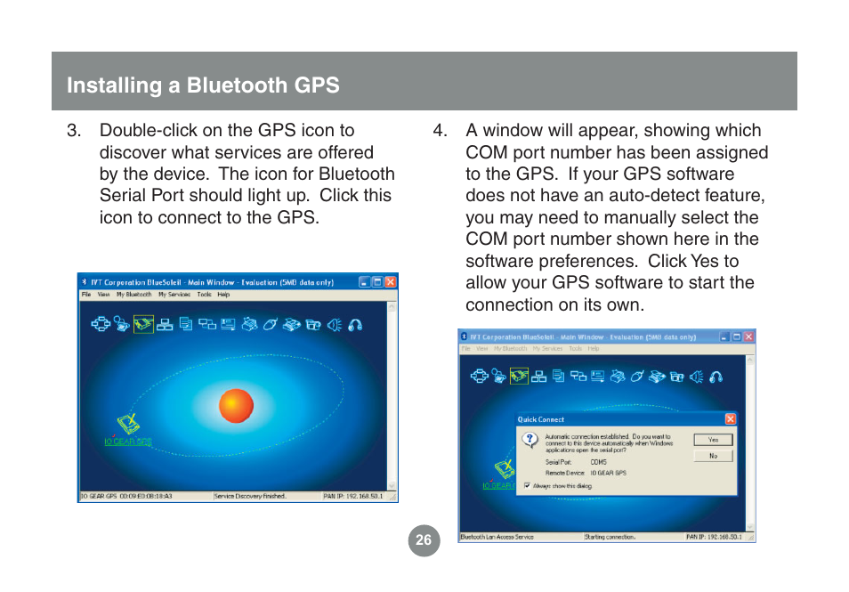 Installing a bluetooth gps | IOGear GME225BKIT User Manual | Page 26 / 96