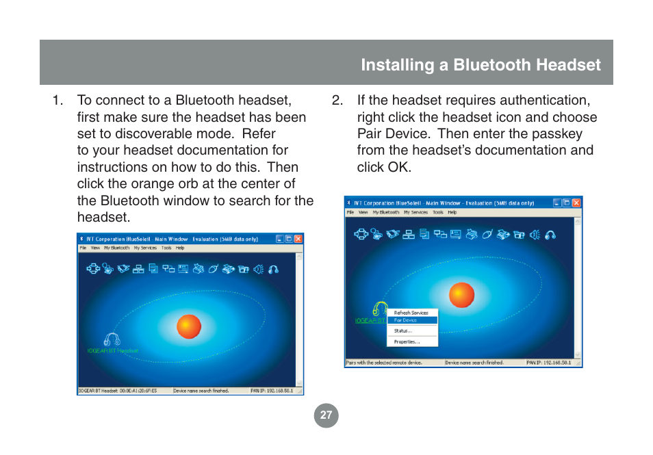 Installing a bluetooth headset | IOGear GME225BKIT User Manual | Page 27 / 96