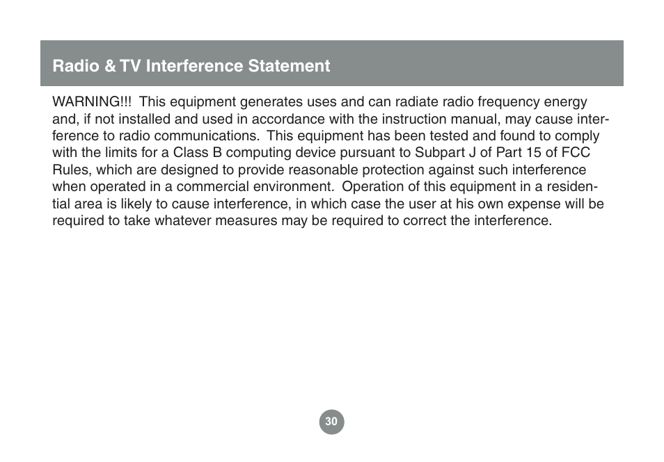 Radio & tv interference statement | IOGear GME225BKIT User Manual | Page 30 / 96