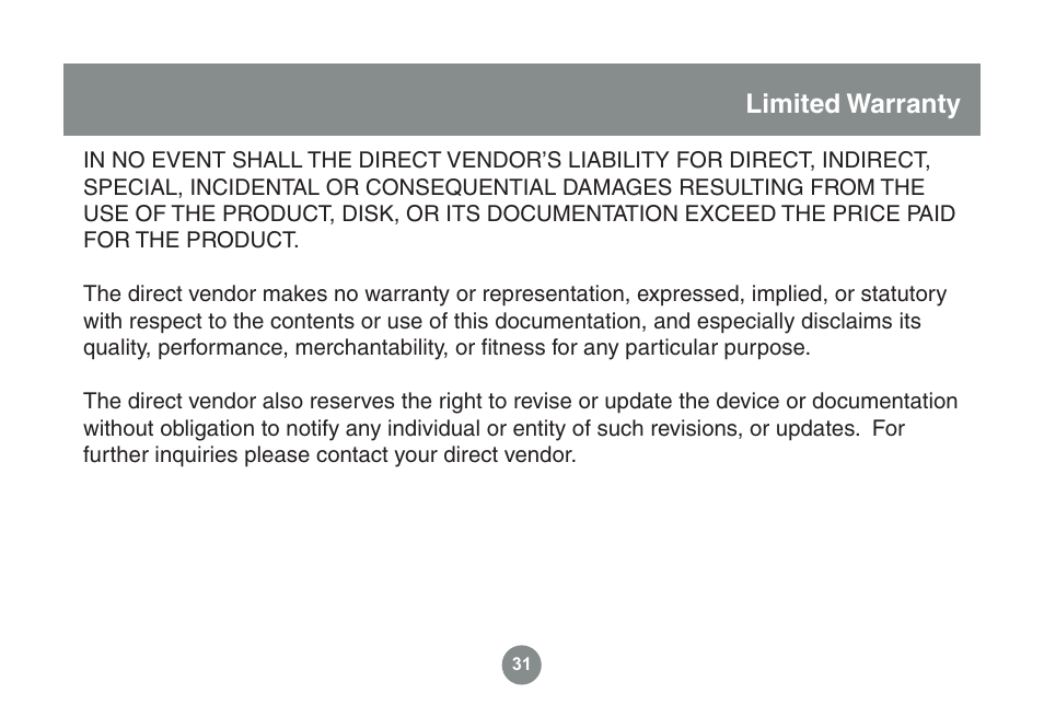 Limited warranty | IOGear GME225BKIT User Manual | Page 31 / 96