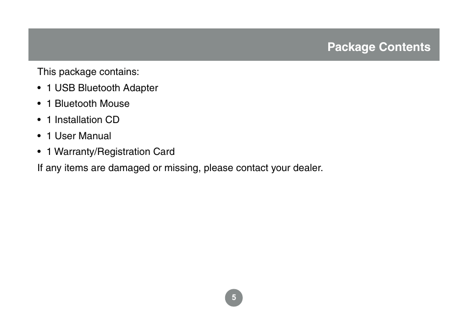 Package contents | IOGear GME225BKIT User Manual | Page 5 / 96