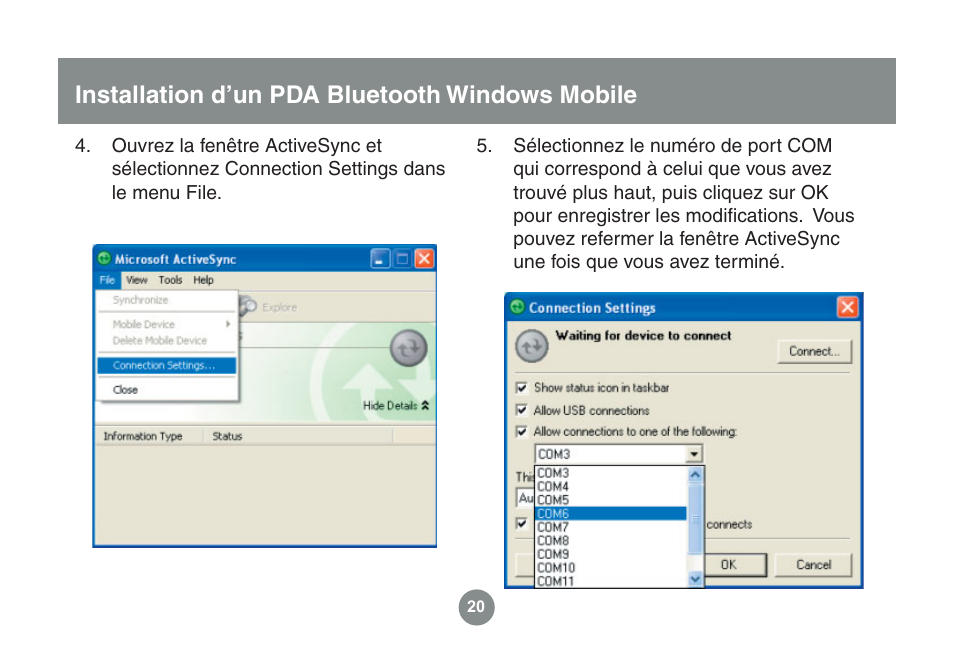 Installation d’un pda bluetooth windows mobile | IOGear GME225BKIT User Manual | Page 52 / 96