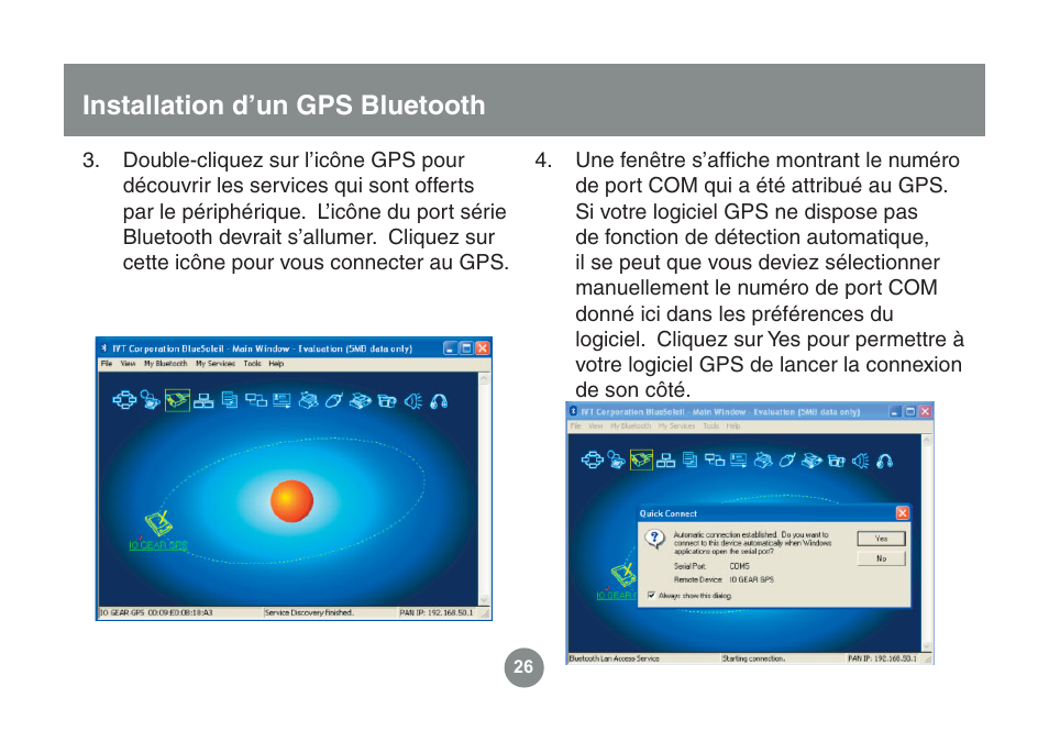 Installation d’un gps bluetooth | IOGear GME225BKIT User Manual | Page 58 / 96