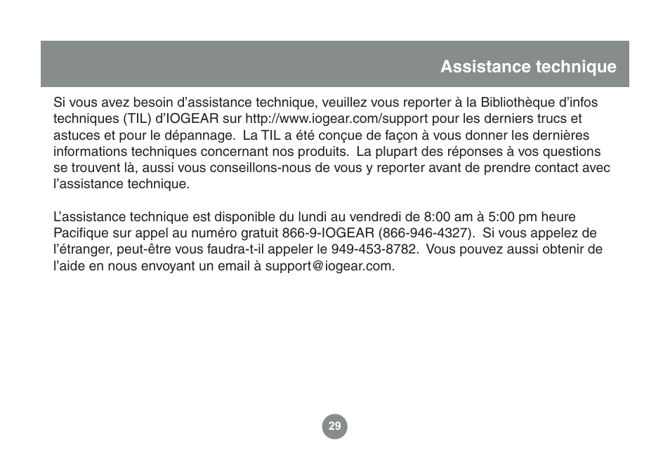 Assistance technique | IOGear GME225BKIT User Manual | Page 61 / 96