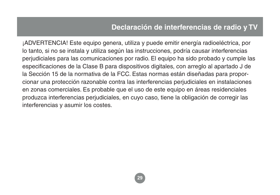 Declaración de interferencias de radio y tv | IOGear GME225BKIT User Manual | Page 93 / 96