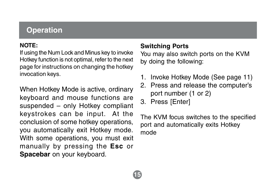 Operation | IOGear MINIVIEW GCS632U User Manual | Page 18 / 33