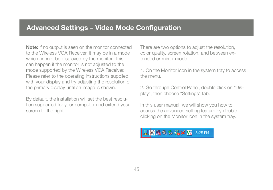 Advanced settings – video mode configuration | IOGear GUWAVKIT User Manual | Page 45 / 80