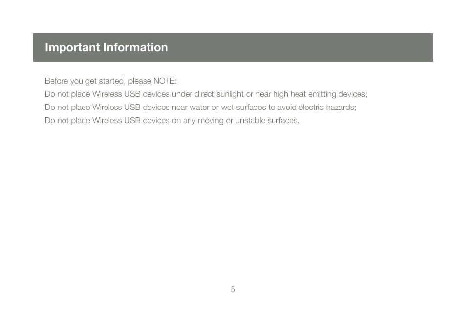 Important information | IOGear GUWAVKIT User Manual | Page 5 / 80