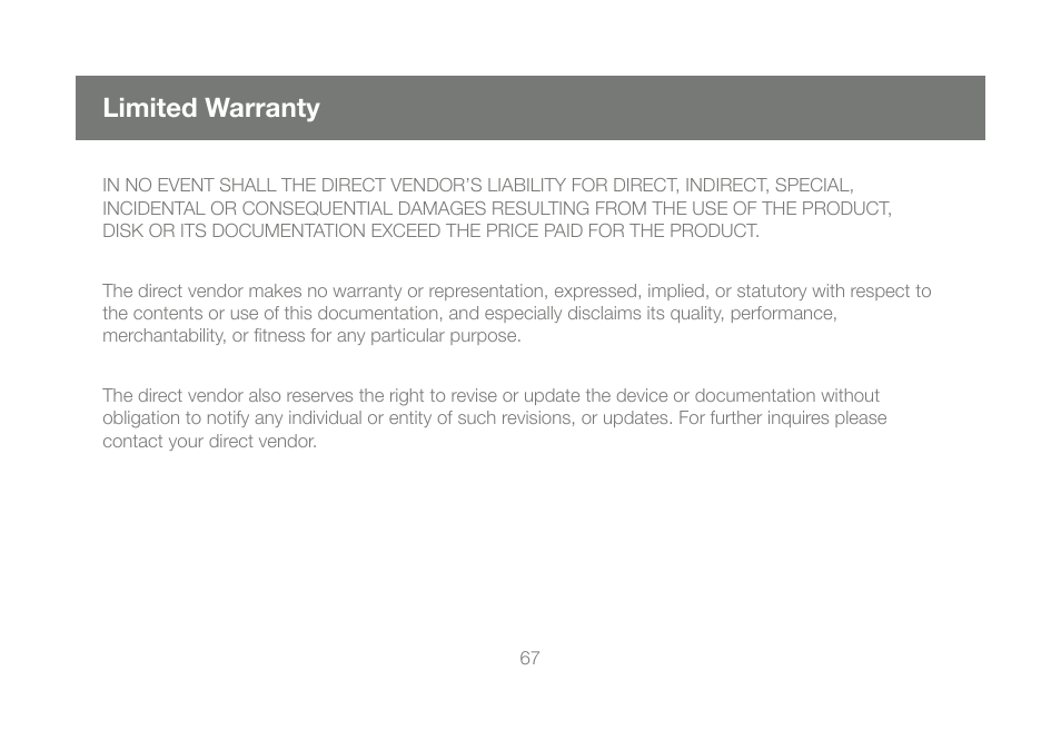 Limited warranty | IOGear Bluetooth 2.0 USB Micro Adapter GBU421 User Manual | Page 67 / 69
