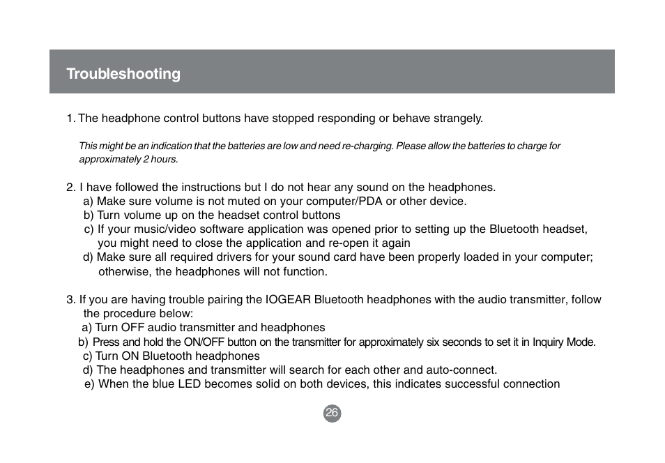 Troubleshooting | IOGear GBMA201 User Manual | Page 28 / 32