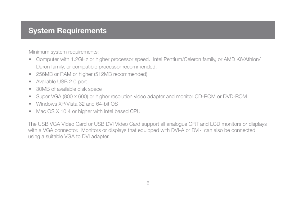 System requirements | IOGear GUC2015V User Manual | Page 6 / 24