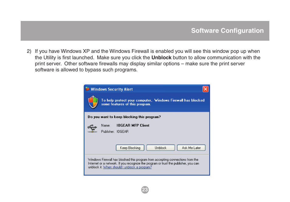 Software conﬁguration | IOGear USB Multi GMFPSU01 User Manual | Page 23 / 44
