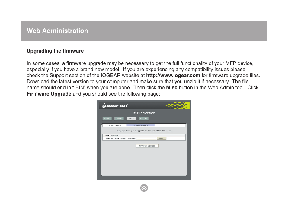 Web administration | IOGear USB Multi GMFPSU01 User Manual | Page 38 / 44