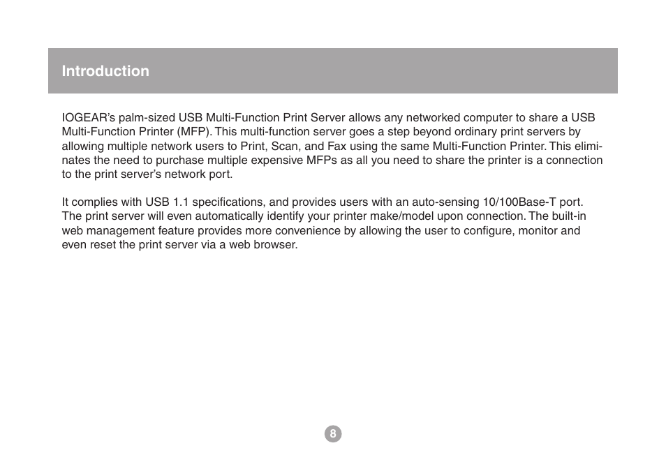 Introduction | IOGear USB Multi GMFPSU01 User Manual | Page 8 / 44