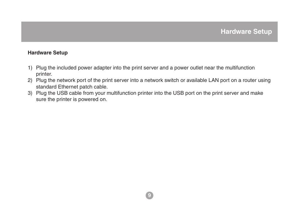 Hardware setup | IOGear USB Multi GMFPSU01 User Manual | Page 9 / 44