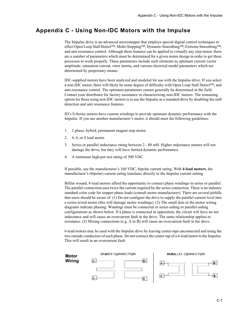Appendix c - using non-idc motors with the impulse | Impulse PCW-5181 User Manual | Page 113 / 120