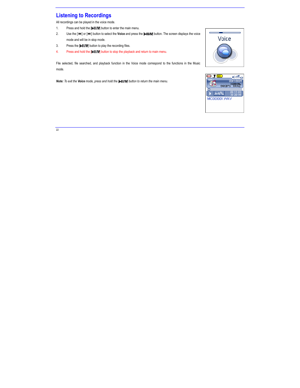 Listening to recordings | Igloo MPK2066UKAB User Manual | Page 26 / 36